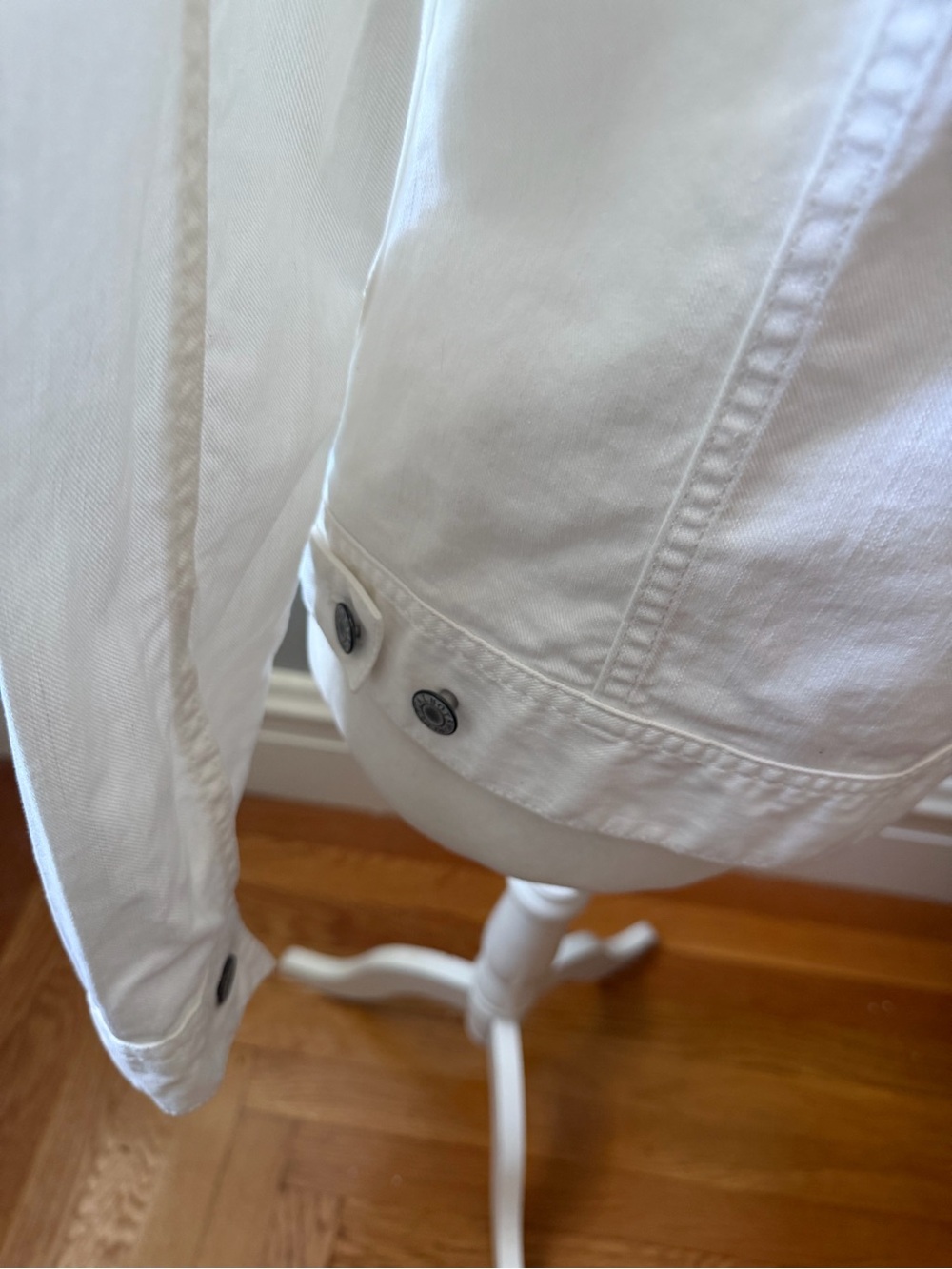 Talbots White Stretch Denim Jacket Medium Classic Button Front Cotton Blend - Picture 5 of 10